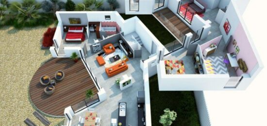 Plan de maison Surface terrain 130 m2 - 7 pièces - 3  chambres -  sans garage 