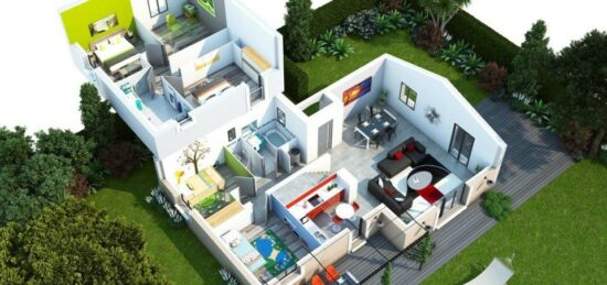 Plan de maison Surface terrain 108 m2 - 8 pièces - 4  chambres -  sans garage 