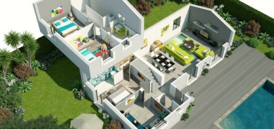 Plan de maison Surface terrain 95 m2 - 6 pièces - 3  chambres -  sans garage 