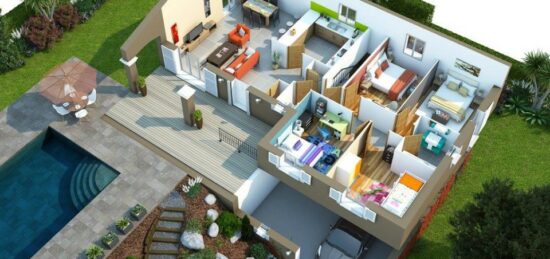 Plan de maison Surface terrain 75 m2 - 3 pièces - 4  chambres -  sans garage 