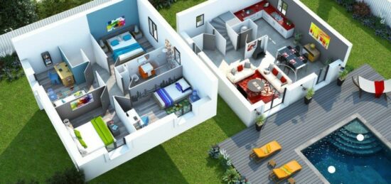 Plan de maison Surface terrain 80 m2 - 5 pièces - 3  chambres -  sans garage 