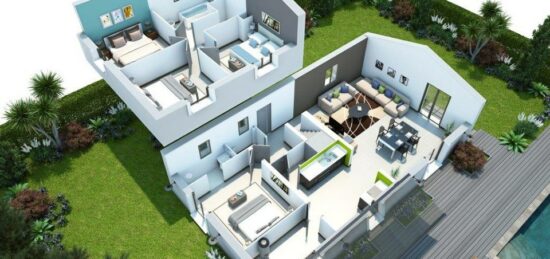 Plan de maison Surface terrain 90 m2 - 3 pièces - 3  chambres -  sans garage 