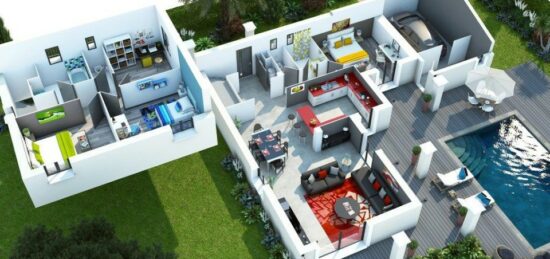 Plan de maison Surface terrain 129 m2 - 7 pièces - 4  chambres -  sans garage 