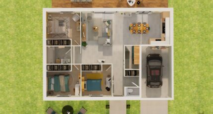 Plain-pied GI 3 ch _ CHAMBRE TWIN + GARAGE SUITE PARENTALE 32187-4586modele620210611rISQ1.jpeg - PCA Maisons