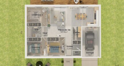 Plain-pied GI 3 ch _ CHAMBRE TWIN + 2 x SUITES PARENTALES 32184-4586modele720210611Ddxra.jpeg - PCA Maisons