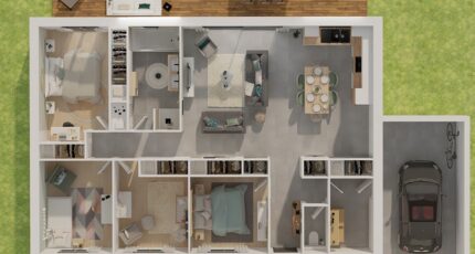 Plain-pied GA 4 ch _ GARAGE SUITE PARENTALE 32180-4586modele620210611PSRT0.jpeg - PCA Maisons