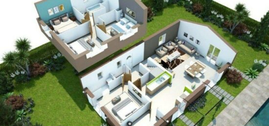 Plan de maison Surface terrain 111 m2 - 6 pièces - 4  chambres -  sans garage 