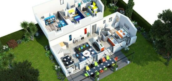 Plan de maison Surface terrain 102 m2 - 6 pièces - 4  chambres -  sans garage 