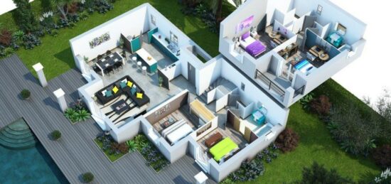 Plan de maison Surface terrain 90 m2 - 3 pièces - 4  chambres -  sans garage 