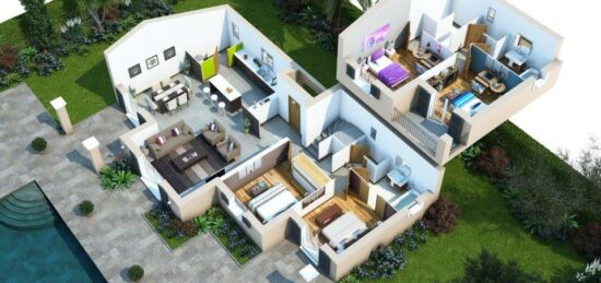 Plan de maison Surface terrain 90 m2 - 3 pièces - 3  chambres -  sans garage 