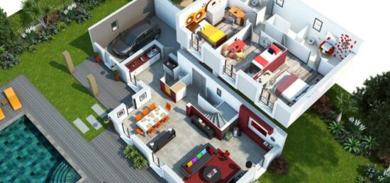 Plan de maison Surface terrain 130 m2 - 4 pièces - 5  chambres -  sans garage 