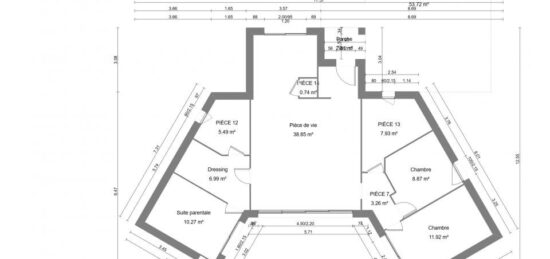 Plan de maison Surface terrain 93 m2 - 4 pièces - 3  chambres -  sans garage 